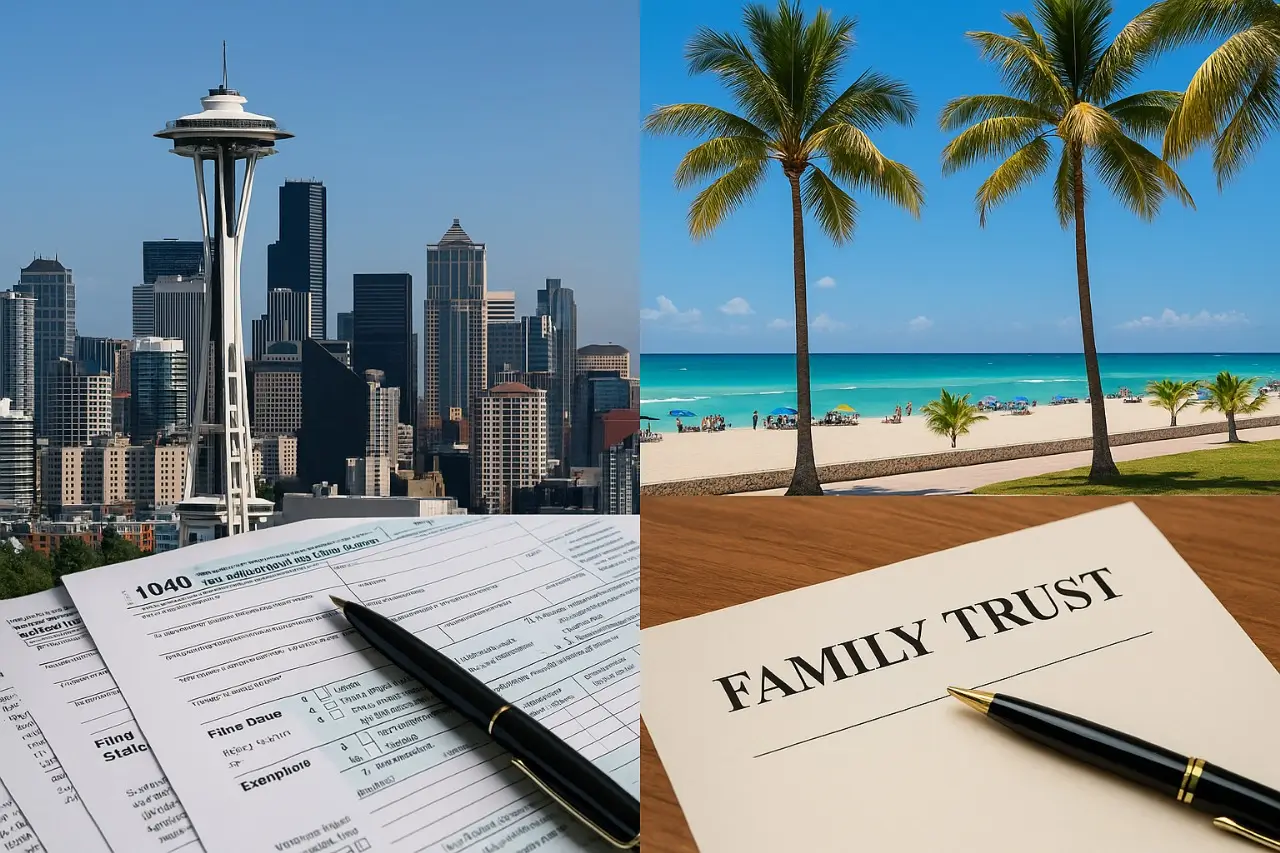 Washington to Florida estate planning visual contrasting taxes and trust benefits